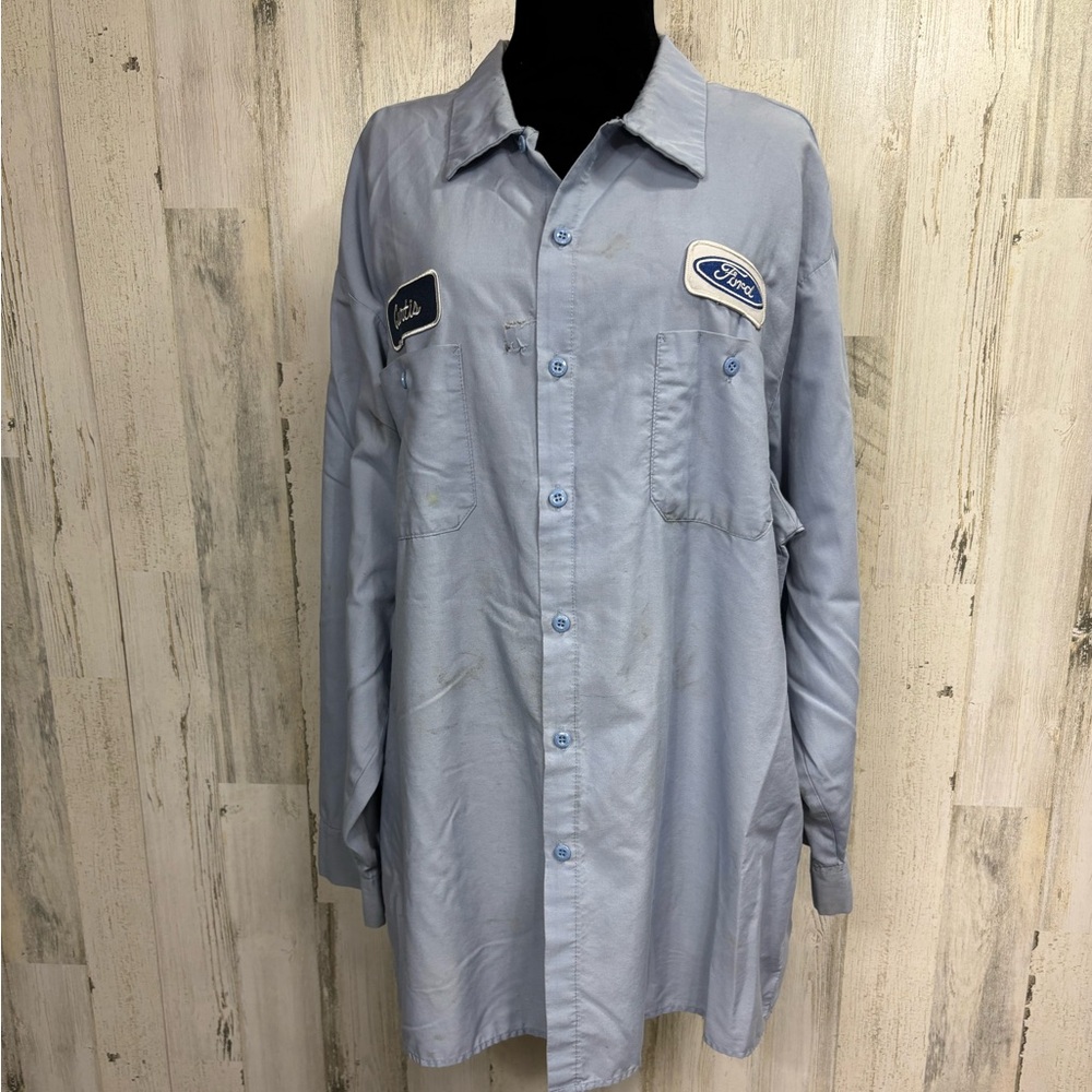 Cintas Ford Men’s Blue Button-Up‎ Work Shirt